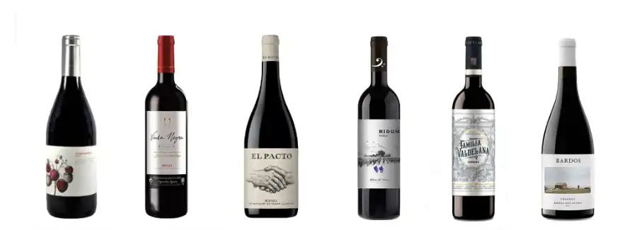 selección de botellas de vino